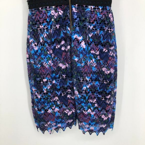 SALONI Trudi Sleeveless Chevron Lace Sleeveless Cocktail Dress Blue Multicolor 0 - Picture 13 of 16